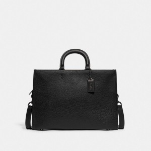 Black Men COACH® Rogue In Regenerative Leather Briefcase | NZ YXQ198