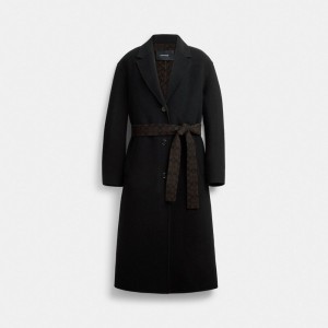 Black Women COACH® Double Faced Coat | NZ CTR390