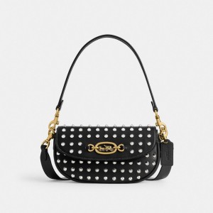 Black Women COACH® Harley 23 With Studs Shoulder Bag | NZ PJN870