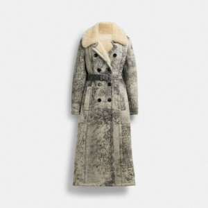 Black Women COACH® Long Shearling Trench Coat | NZ LIU393