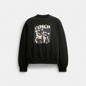 Black Women COACH® The Lil Nas X Drop Signature Cats Crewneck Sweatshirt | NZ NWB491