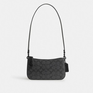 Black / Grey / Black Women COACH® Penn In Signature Canvas Shoulder Bag | NZ RVA883