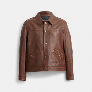 Brown Men COACH® Heritage C Biker Jacket | NZ EBA154