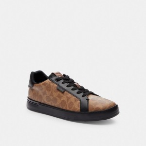 Brown / Black Men COACH® Lowline Low Top In Signature Canvas Sneakers | NZ FDC138