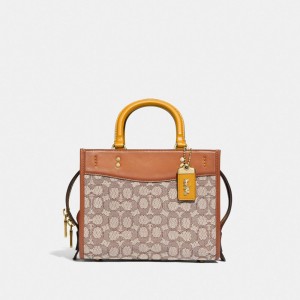 Brown / Grey Women COACH® Rogue 25 In Signature Textile Jacquard Handbag | NZ FDV841