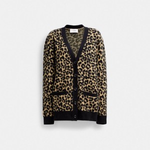 Brown / Multicolor Women COACH® Leopard Cardigan Shirt | NZ YXK458