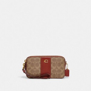 Brown / Red Women COACH® Kira In Colorblock Signature Canvas Crossbody Bag | NZ JPQ792