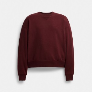 Burgundy Women COACH® Essential Crewneck Shirt | NZ UZJ457