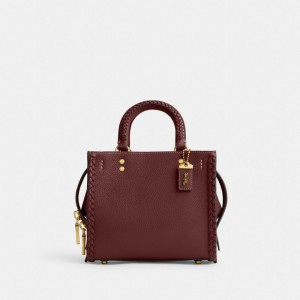 Burgundy Women COACH® Rogue 20 With Braid Shoulder Bag | NZ DFZ892