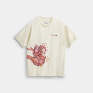 Cream Men COACH® New Year With Dragon T Shirts | NZ CTS182
