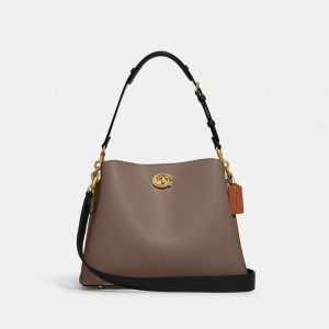 Dark Grey Women COACH® Willow In Colorblock Shoulder Bag | NZ JPH915