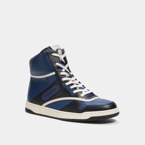 Deep Blue Men COACH® C202 High Top Sneakers | NZ CTF130