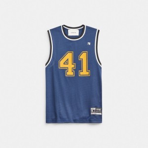 Deep Blue Men COACH® Sport Jersey T Shirts | NZ ZUF184
