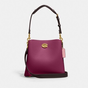 Deep Purple / Multicolor Women COACH® Willow In Colorblock With Signature Canvas Interior Bucket Bags | NZ JPE740