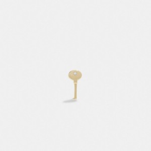 Gold Women COACH® 14 K Key Single Stud Earrings | NZ LID534