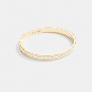 Gold Women COACH® 6 Mm Signature Enamel Bangles | NZ QMC516