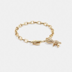 Gold Women COACH® Pavé Rexy Signature Chain Bracelet | NZ SGY527