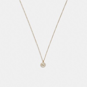 Gold Women COACH® Signature Crystal Pearl Pendant Necklace | NZ BEH591