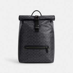 Grey Men COACH® Beck Roll Top In Signature Canvas Backpack | NZ JPJ187