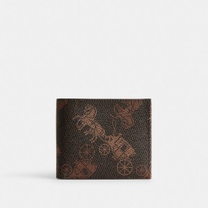 Grey Men COACH® Double Billfold With Large Horse And Carriage Print Wallet | NZ AHX245