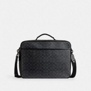 Grey Men COACH® Gotham Convertible Brief In Signature Canvas Handbag | NZ NWR228