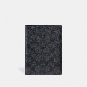 Grey Men COACH® Passport In Signature Canvas Card Case | NZ EBO206