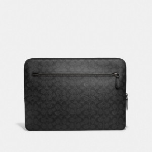Grey Men COACH® Zip Around Laptop Case In Signature Canvas Handbag | NZ VRO233