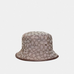 Grey Women COACH® Signature Jacquard Bucket In Organic Cotton And Recycled Polyester Hat | NZ NWK647
