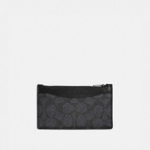 Grey Women COACH® Zip Card Case In Signature Canvas Handbag | NZ BEA856
