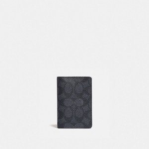 Grey / Black Men COACH® Card In Signature Canvas Wallet | NZ DFL243