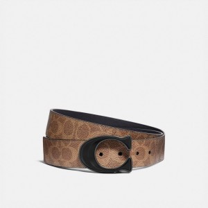 Khaki / Black Men COACH® Signature Buckle Cut To Size Reversible, 38 Mm Belt | NZ SGH267