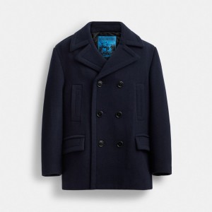 Navy Men COACH® The Lil Nas X Drop Wool Coat | NZ RVT148