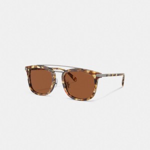 Orange Men COACH® Wrap Around Hangtag Browbar Sunglasses | NZ NWW280