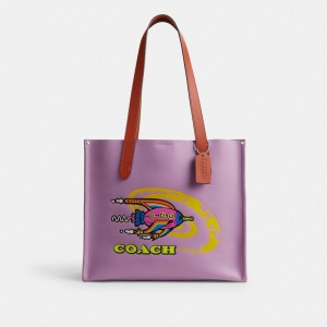 Purple / Multicolor Women COACH® Cosmic Relay 34 With Rocket Tote Bag | NZ OKB923