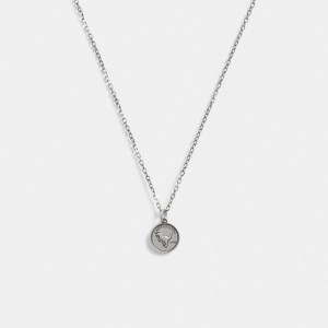 Silver Women COACH® Sterling Coin Pendant Necklace | NZ BEX596