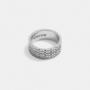 Silver Women COACH® Sterling Signature Rings | NZ JPQ603