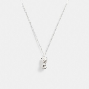 Silver Women COACH® The Lil Nas X Drop Cat Pendant Necklace | NZ ZUN600