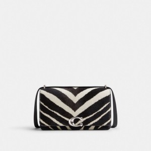 Silver / Black Women COACH® Bandit In Haircalf With Zebra Print Shoulder Bag | NZ ZUG860