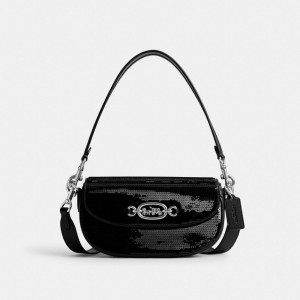 Silver / Black Women COACH® Harley 23 With Sequins Shoulder Bag | NZ AHB869