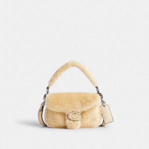 Silver / Cream Women COACH® Pillow Tabby 18 In Shearling Shoulder Bag | NZ PJJ889
