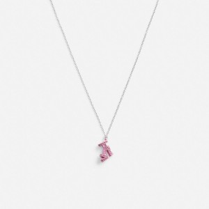 Silver / Pink Women COACH® Stiletto Pendant Necklace | NZ XYB599