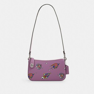 Silver / Purple / Multicolor Women COACH® Cosmic Penn With Rocket Print Shoulder Bag | NZ KOJ862