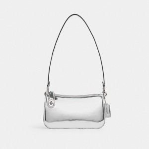 Silver / Silver Women COACH® Penn In Metallic Shoulder Bag | NZ TCS884