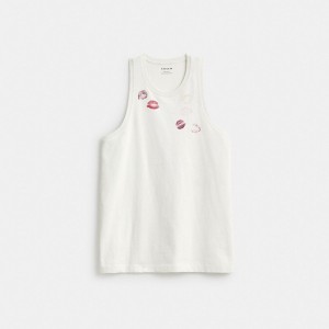 White Women COACH® Buy Now Lip Print Top Tanks | NZ WNZ514