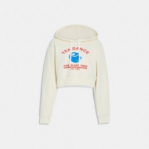 White Women COACH® Cropped With Tea Dance Graphic Hoodie | NZ UZT418