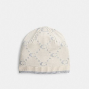 White Women COACH® Signature Metallic Knit Beanie | NZ RVX623