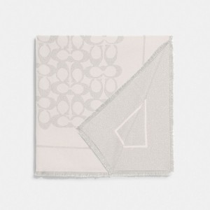 White Women COACH® Signature Shawl Scarf | NZ LIB653